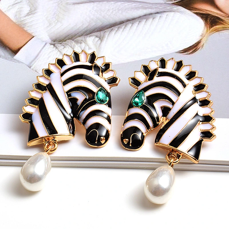 European And American Fashion Animal Horse Exaggerated Style Earrings