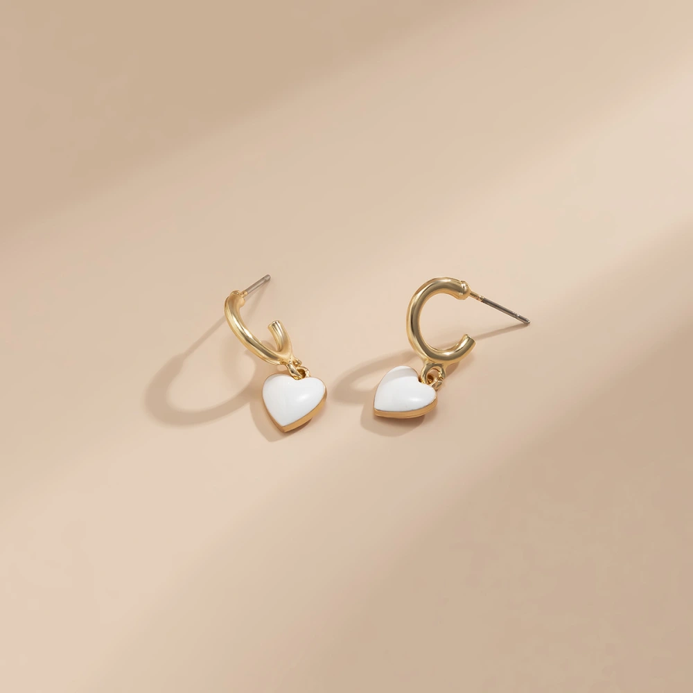 Pastoral Style Alloy Drop Oil Love Earrings Jewelry