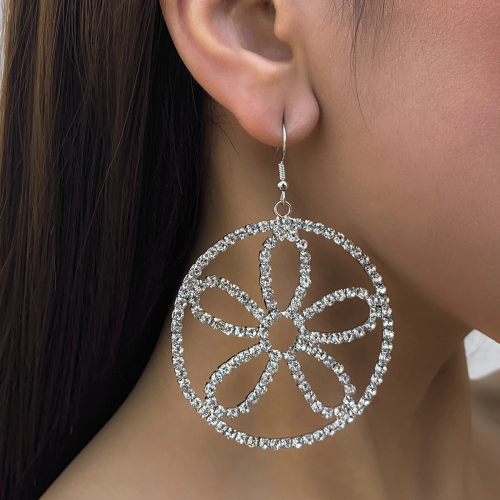 Simple Personality Diamond Flower Earrings