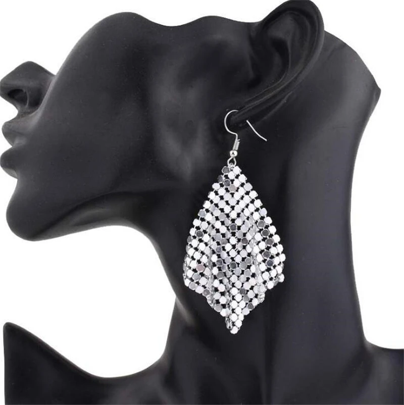 925 Silver Needle Tassel Earrings Fashion Small Square Long Earrings