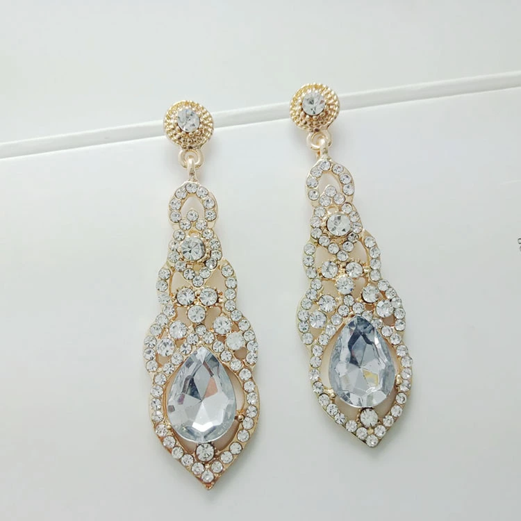 Alloy Diamond Drop Shape Pendant Stud Earrings