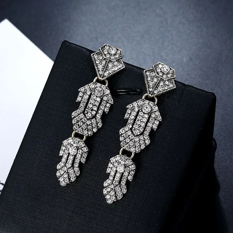 Detachable Long Earrings Alloy Full Diamond Diamond Tassel