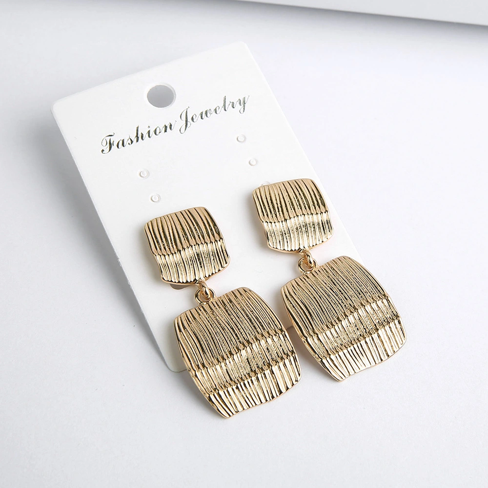 Temperament Personality European And American Earrings New Gold-plated Simple Exaggerated Stripes