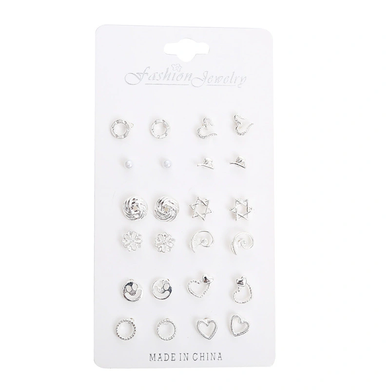 12 Pairs Of Personalized Geometric Love Star Earrings Earrings