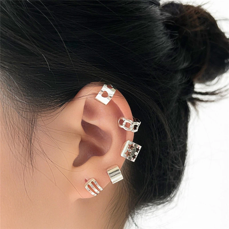 Light Luxury Simple Hollow Heart Five-pointed Star Without Pierced Ear Clip