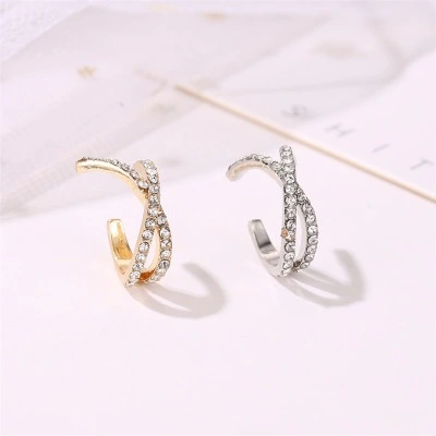 Retro Style Diamond Simple Single Female Earrings Without Pierced Ears