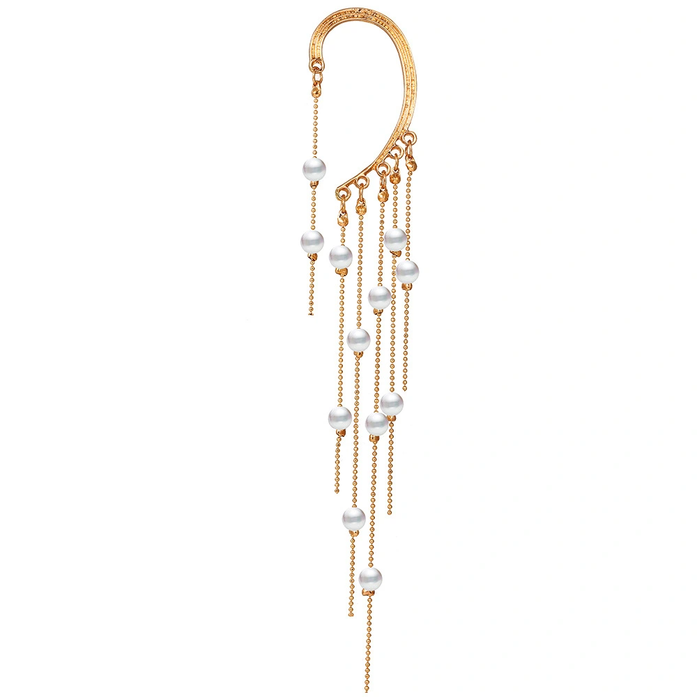 No Pierced Pearl Tassel Long Ear Clip