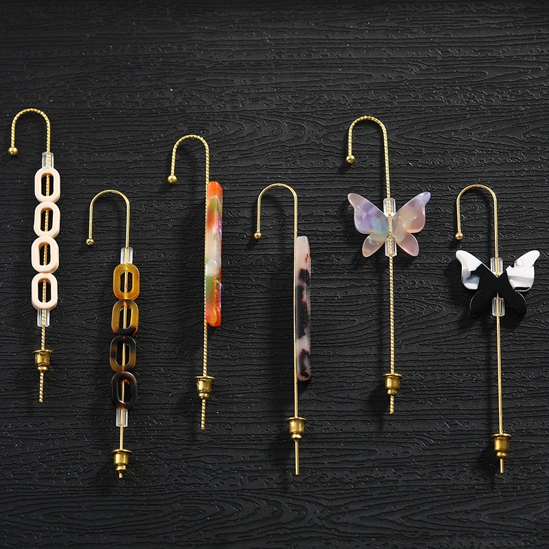 Fashion Butterfly Oblique Temperament Ear Clip Piercing Ear Needle