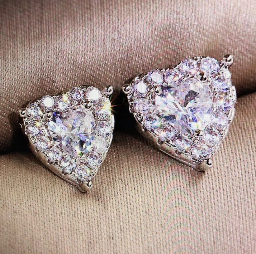 Fashion Earrings Love Simple Super Flash Diamond Women