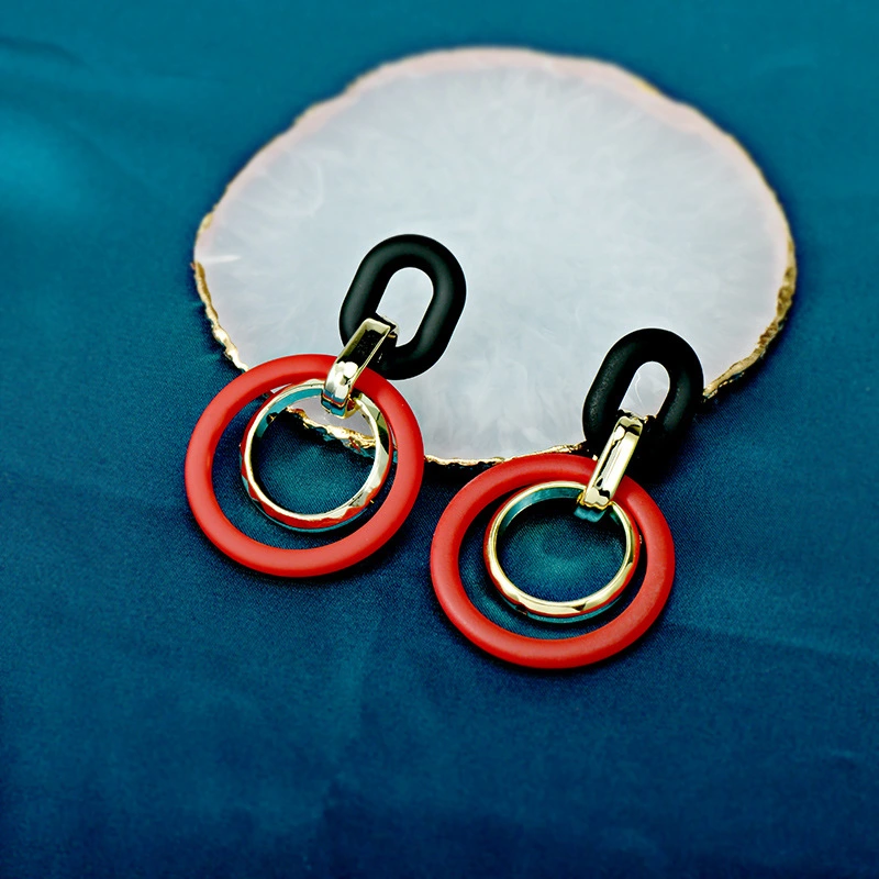 Exaggerated Circle Long Earrings Acrylic Resin