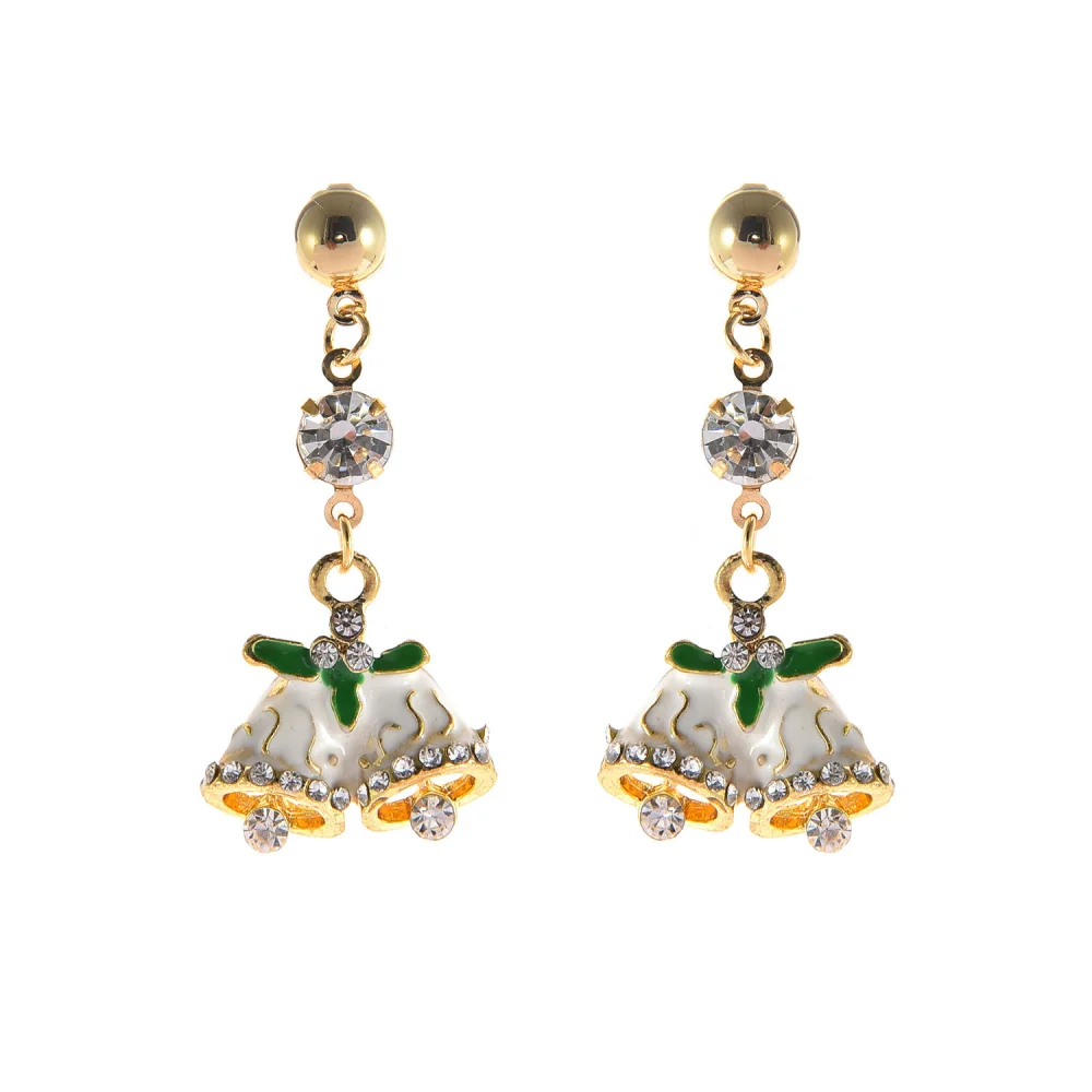 Fashionable Christmas Bell Shaped Rhinestone Stud Earrings