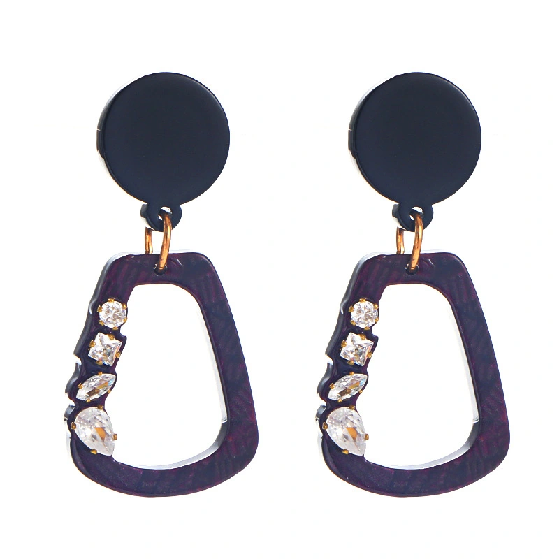 Acrylic Acetate Earrings Women's Rectangular Diamond