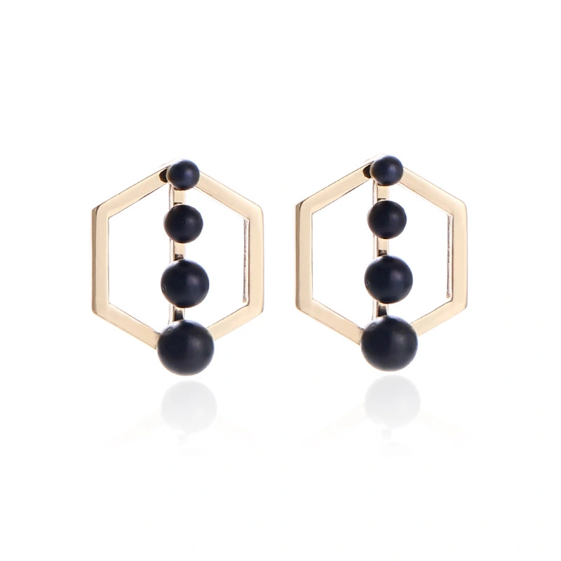 Spring And Summer New Metal Hexagonal Earrings Korea