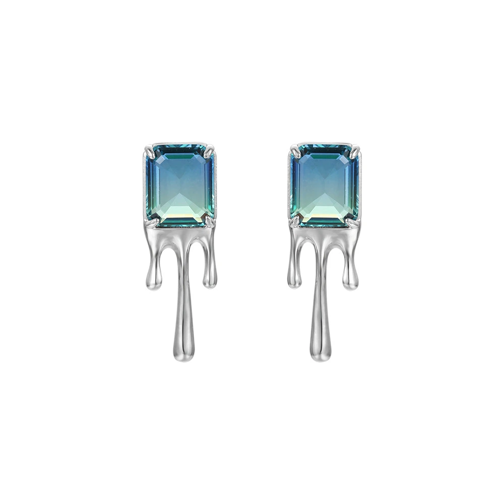 Niche Original Blue Emerald Earrings Simple Temperament