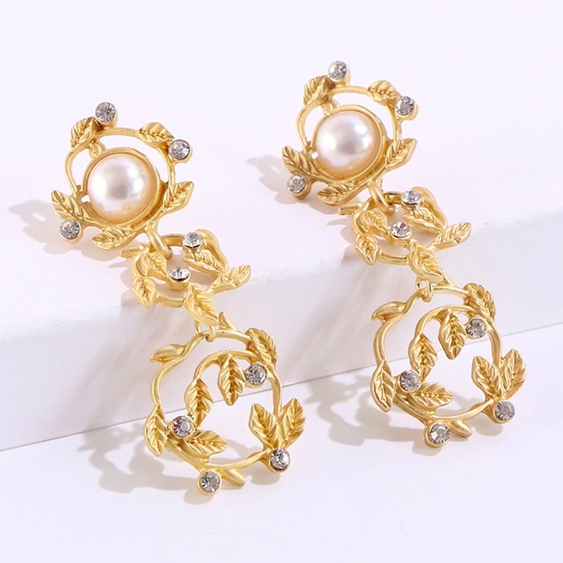 Retro Three-tiered Teng Circle Diamond Earrings Bohemian Ethnic Style