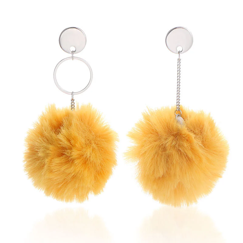 New Fashion Imitation Mink Yellow Fur Ball Earrings