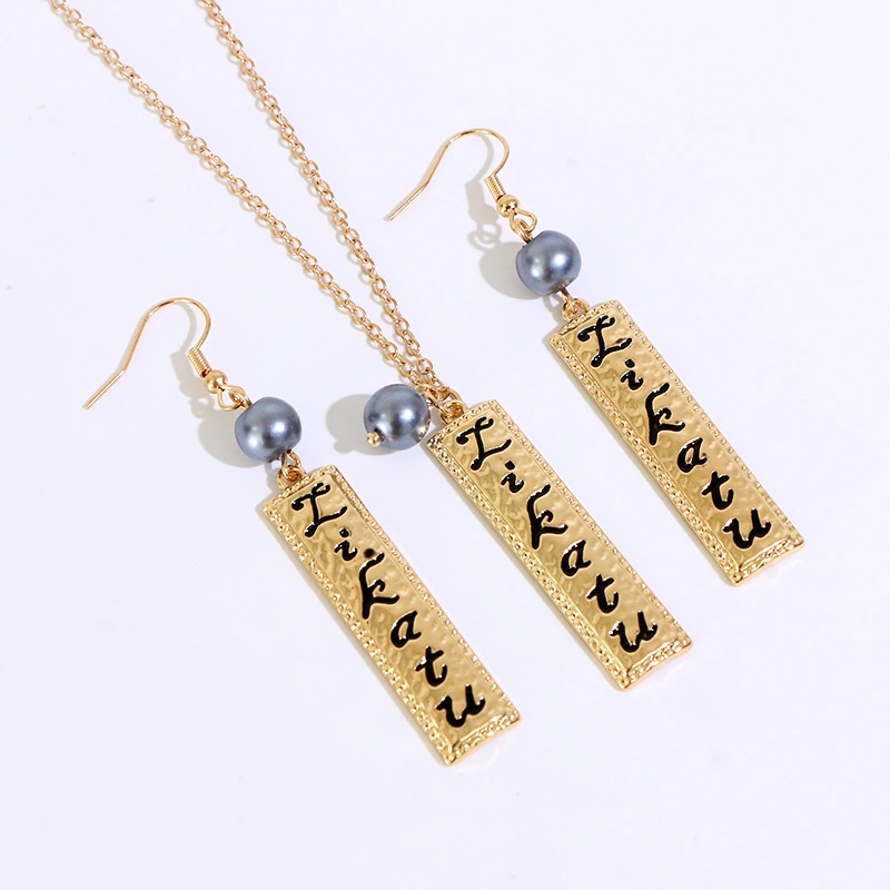 Creative Personality Letter Necklace Pendant Golden Ear Hook