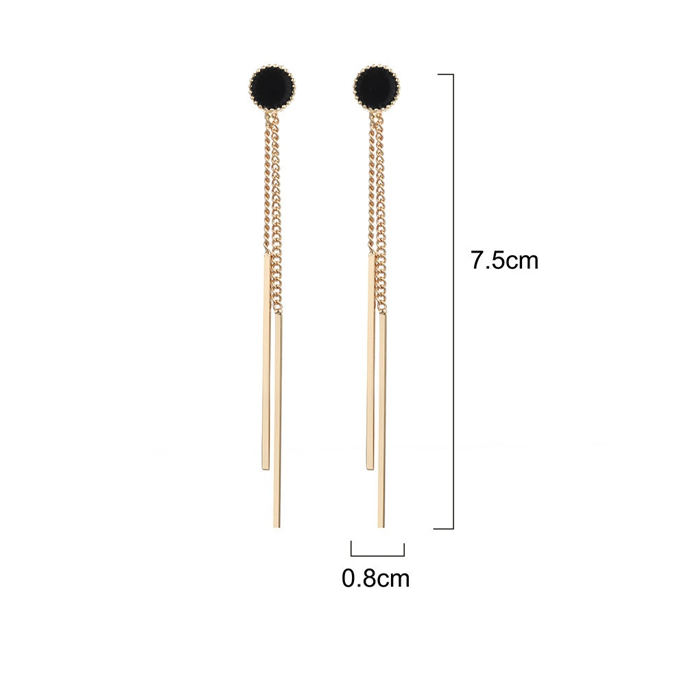 Geometric Alloy Pendant Tassel Earrings