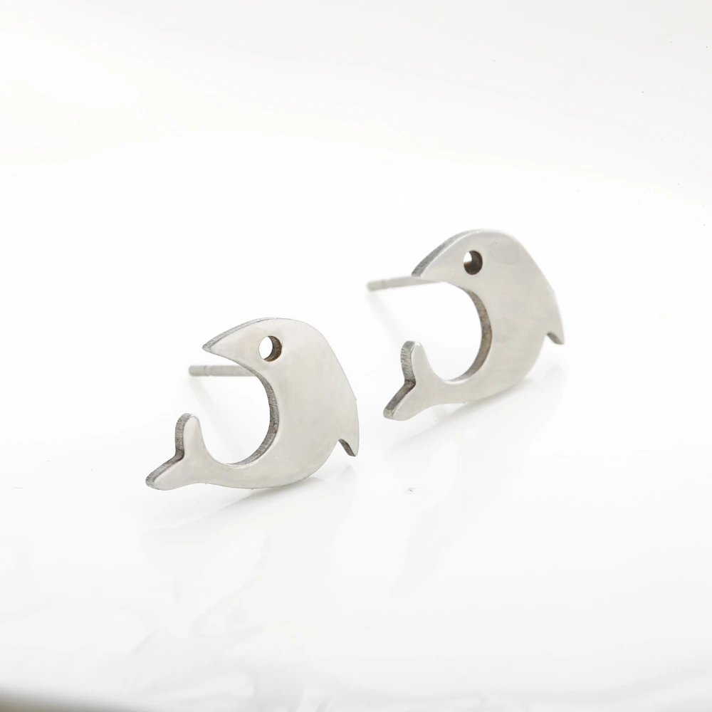 Cute Cartoon Little Dolphin Gold And Silver Earrings