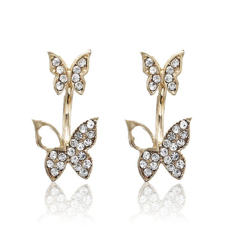 Zircon Hollow Full Diamond Butterfly Earrings