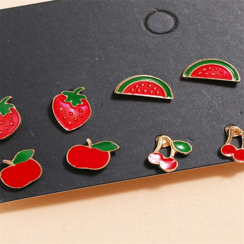 Strawberry Fruit Heart Earrings 6 Pairs