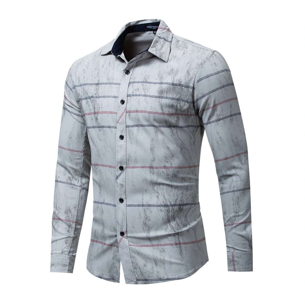 Cotton Long-sleeved Striped Shirt Stretch Shirt