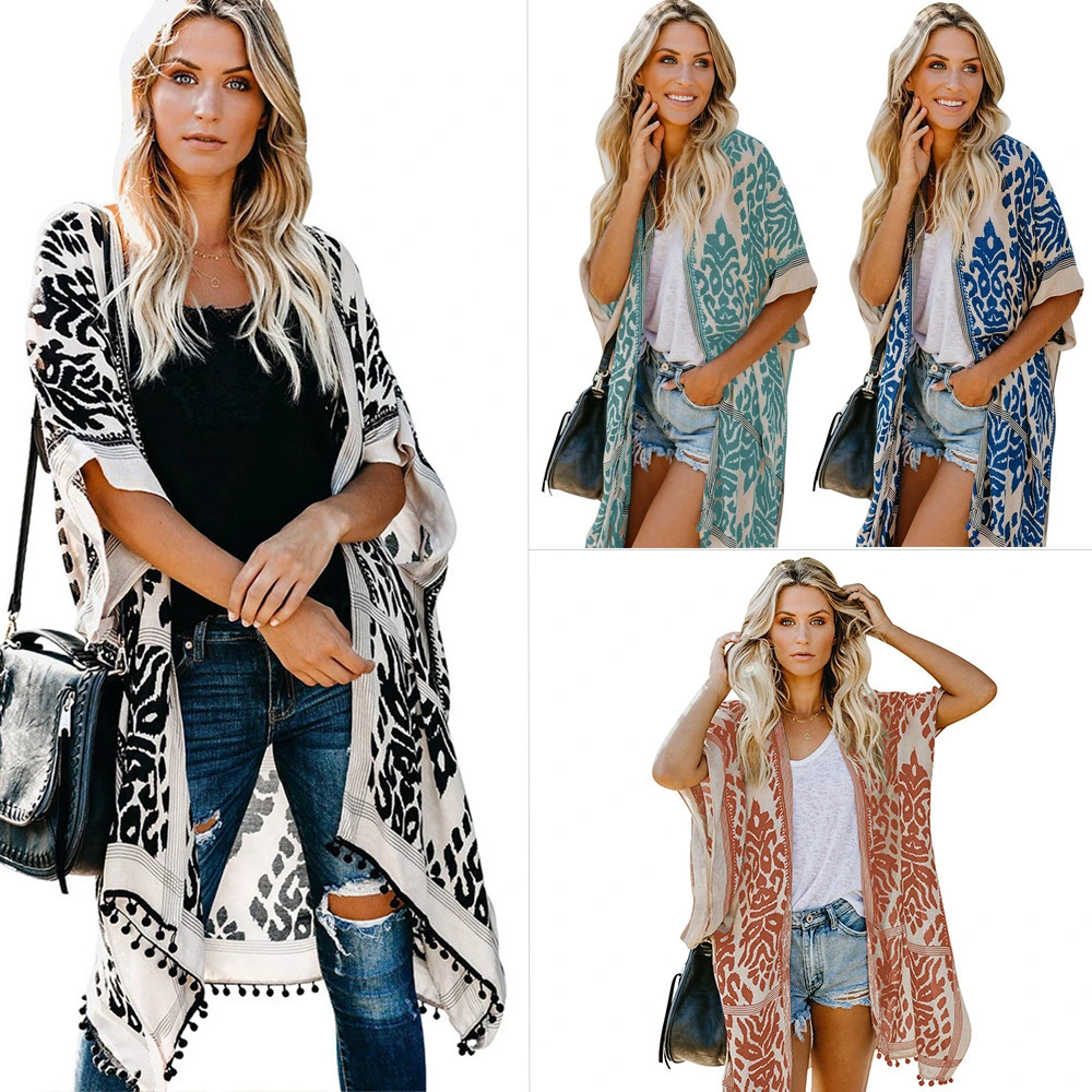 Kimono blouse mid-length coat