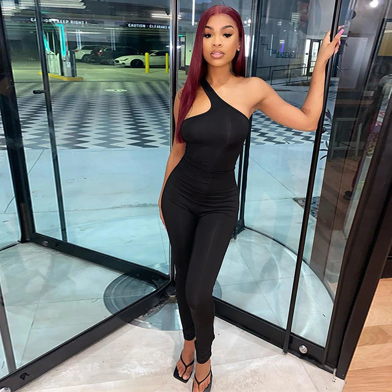 Open Back Skinny Casual Straight-Leg Jumpsuit