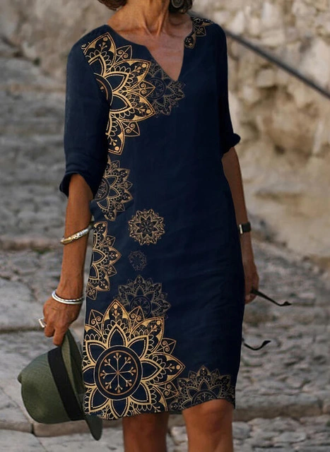 Vestido De Moda Informal De Talla Grande, Vestido Suelto