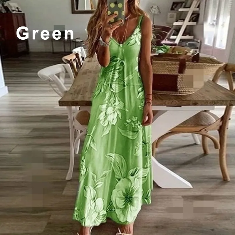 European And American Slim Flower Suspender Dress
