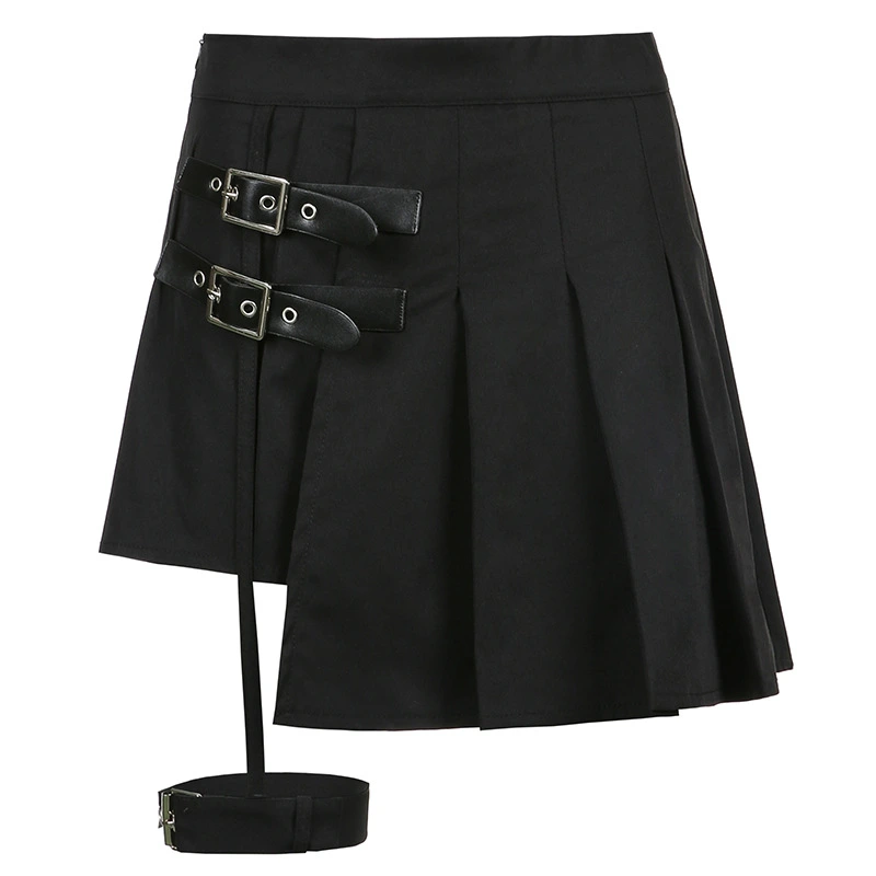 High Waist Women Pleated Mini Skirt With Short Ribbons
