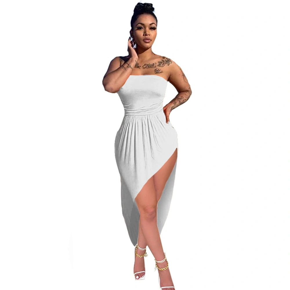 Fashion Sexy Tube Top Loose Solid Color Dress