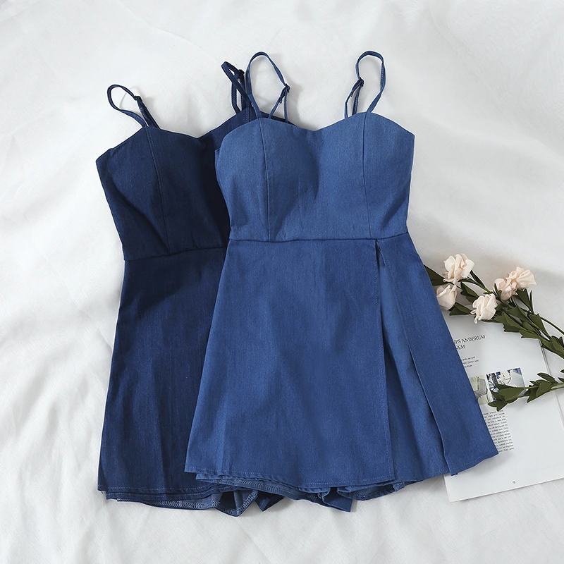 Thin High Waist Suspender Jumpsuit Wide Leg Jumpsuit Shorts