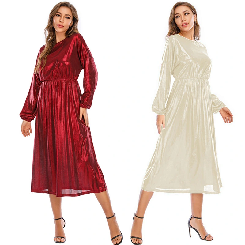 European And American Bronzing Bright Silk Evening Dress