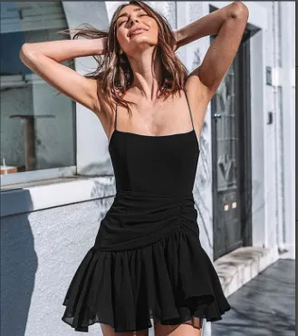 Sling pleated skirt summer fairy dress