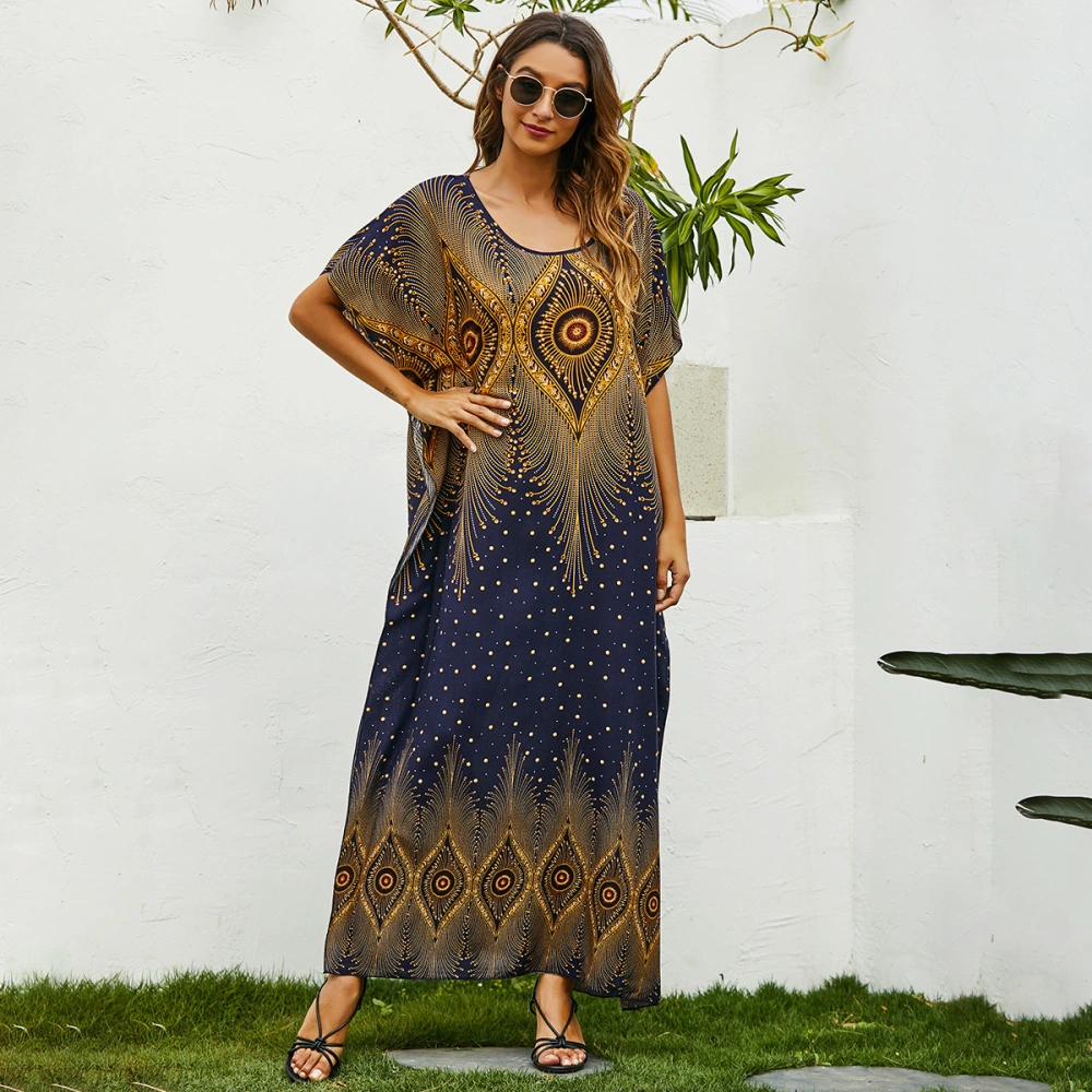 Loose Robe European And American Holiday Print Long Skirt