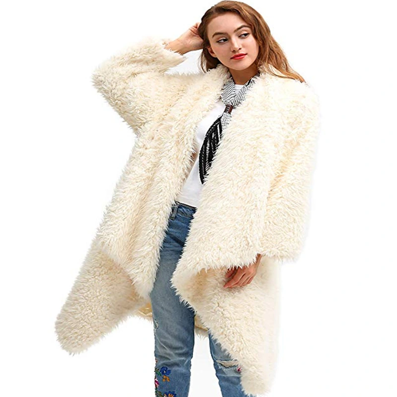 Autumn Winter Fashion Thicken Warm Clothing Female Outerwear Plush Coat Long Sleeve Double-sided Fluffy Fleece Cardigan Tops