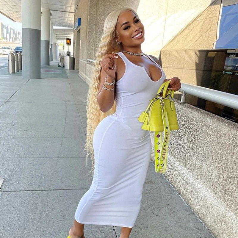 Pure Color Slim Casual Stretch Dress