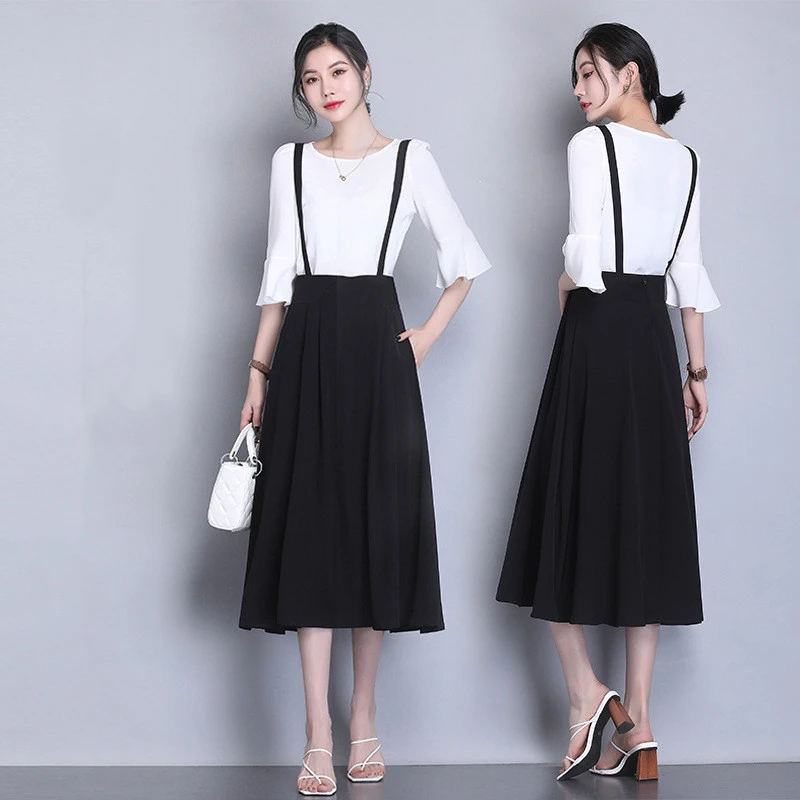 Detachable Strap Skirt High Waist Half-Length Skirt Women