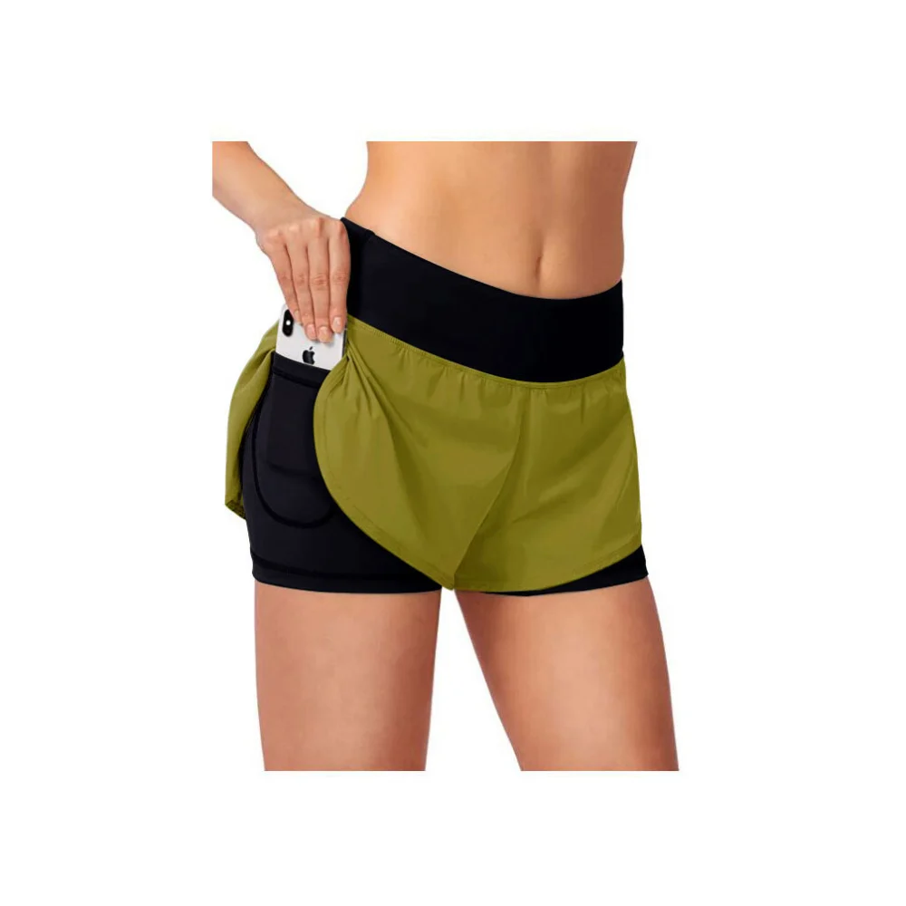 Yoga Fake Two-piece Double-layer Anti-light Shorts