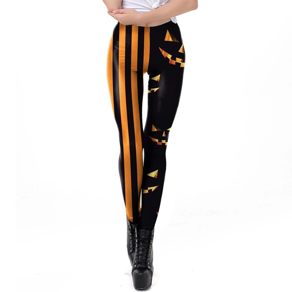 Funny Pumpkin Head Pattern Stretch Leggings