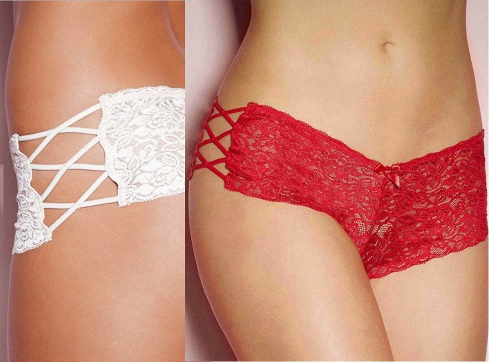 Underwear Lace Hollow Cross-over Sexy Panties Boxer Briefs