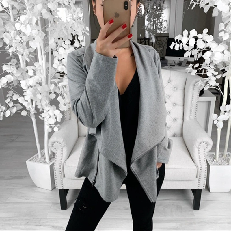 Oblique Zipper Sweater Autumn And Winter Women's Top Coat