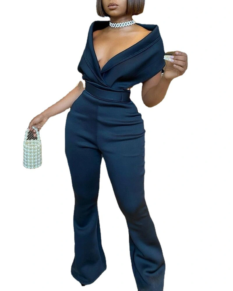  Summer One-piece Short-sleeved Solid Color Slim Fit