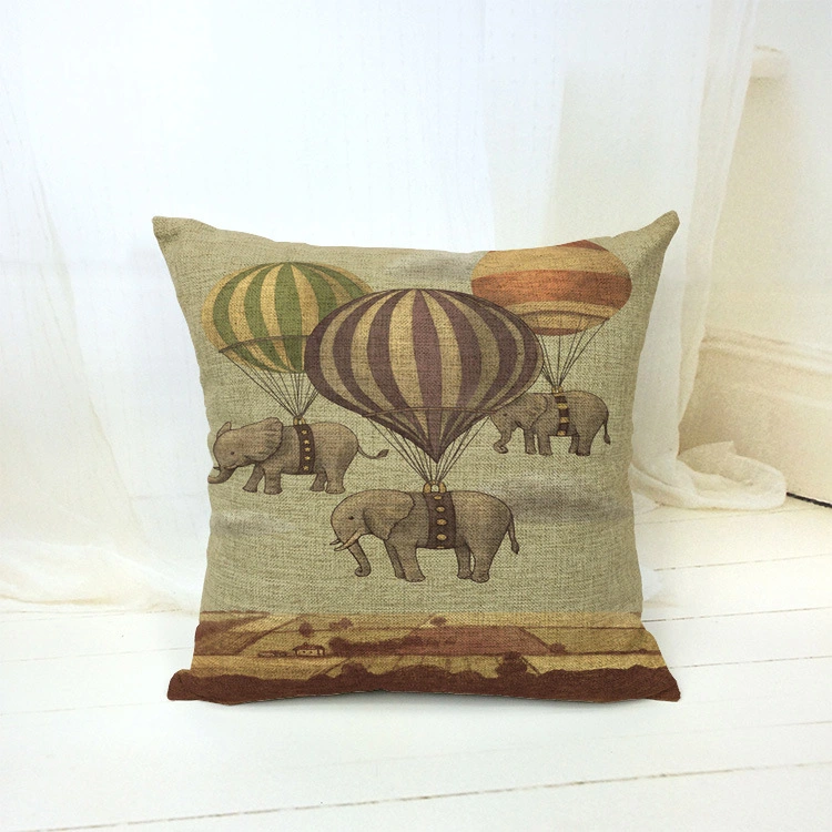 Digital Printing Cotton And Linen Pillow Hot Air Balloon Waist Cushion Soft Bag