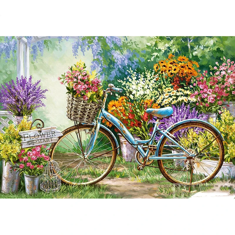 Flower BikeTheme, Full 5D Embroidery Diamond Painting