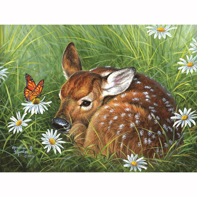 Mosaic Embroidery Grass Deer Cross Stitch Image Home Decoration Gifts