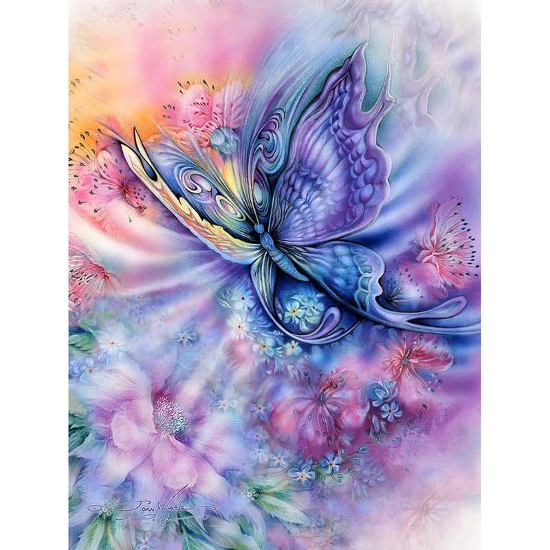 Diamond Painted Butterfly Embroidery Cross Stitch Round