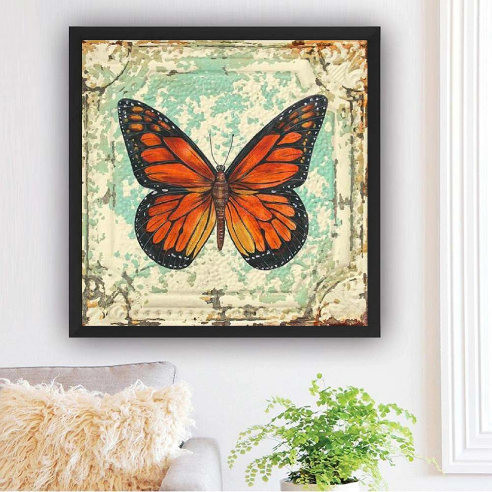 Orange Butterfly Cross Stitch Diamond Embroidery