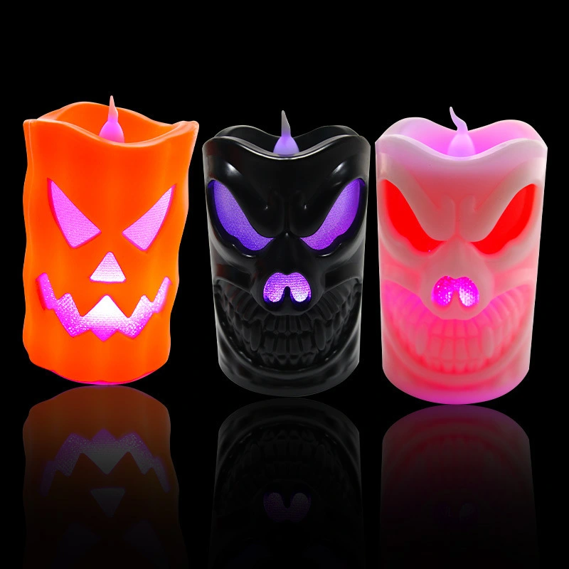 Halloween Flameless Candle Light LED Colorful Candlestick Table Decoration